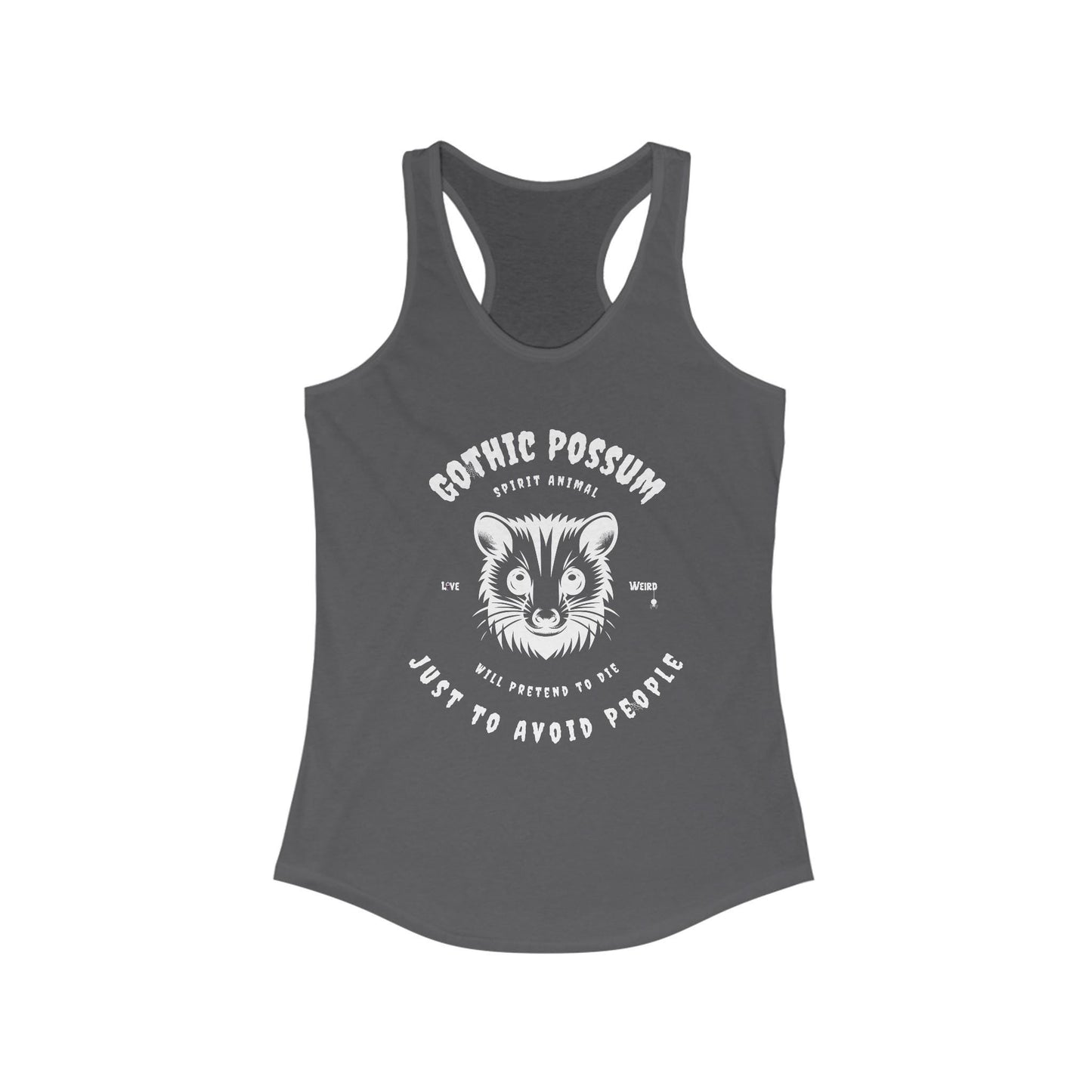 Gothic Possum Racerback Tank, Funny Halloween, Women's Tank Top, Spirit Animal Shirt, Halloween Costume Tee, Goth Possum Tank