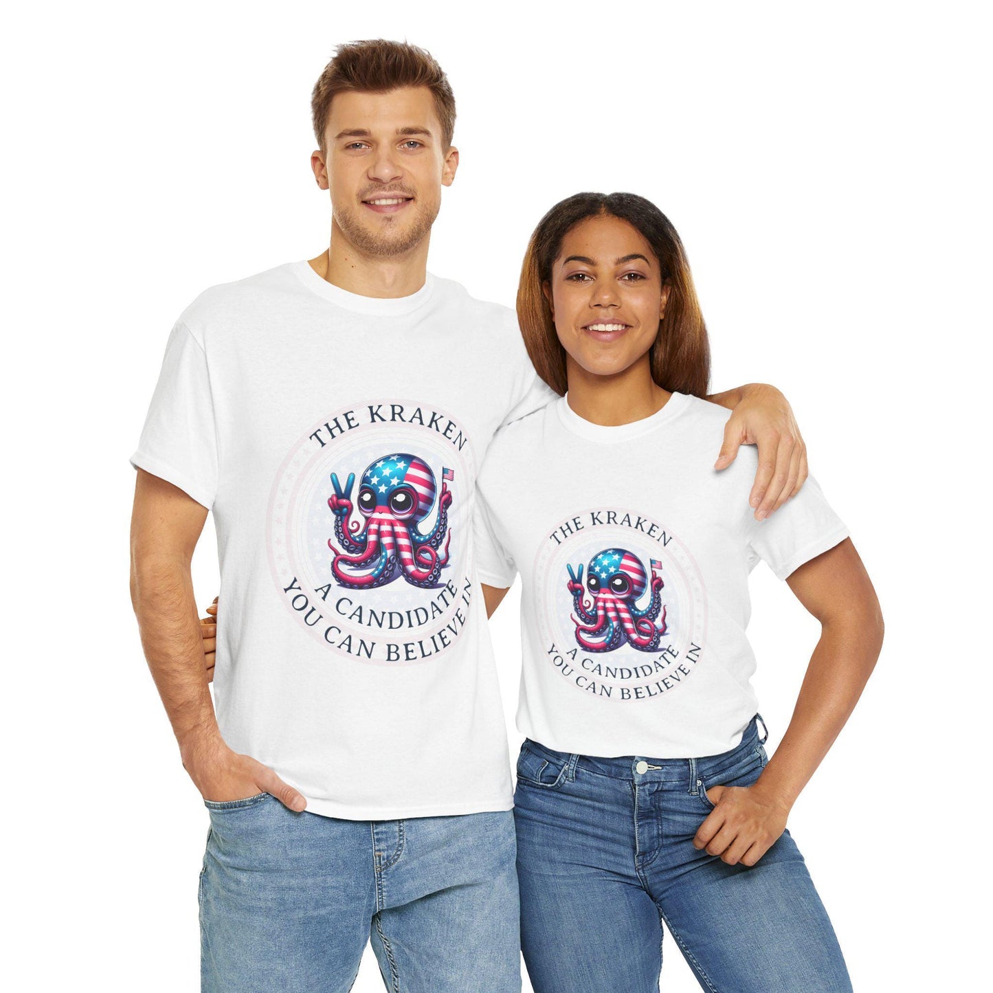A Candidate you can Believe in - Kraken Mythical Monsters - Funny Politics - Vote for Kraken, Front Logo Unisex Heavy Cotton Tee