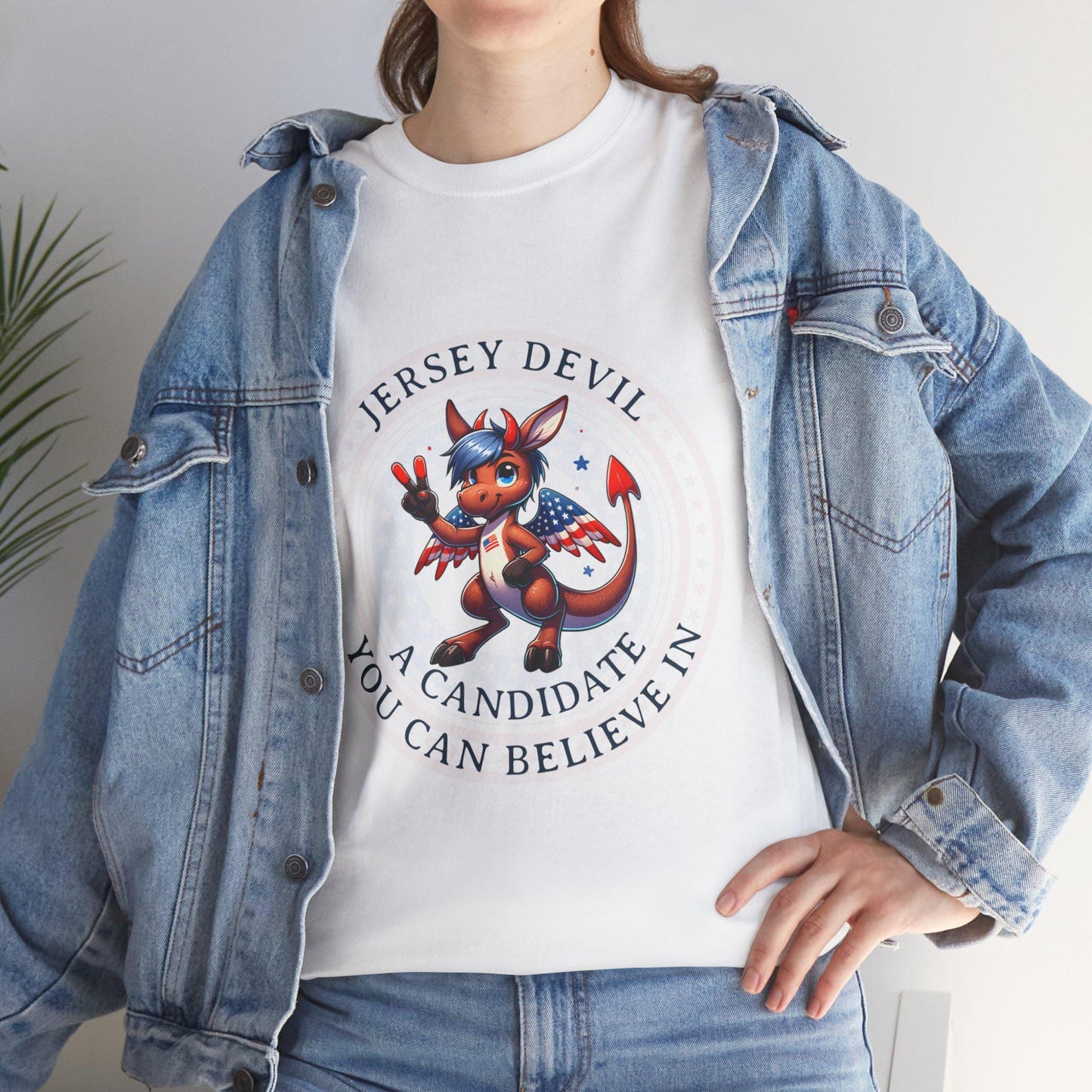 A Candidate you can Believe in - Jersey Devil Front Logo Unisex Heavy Cotton Tee