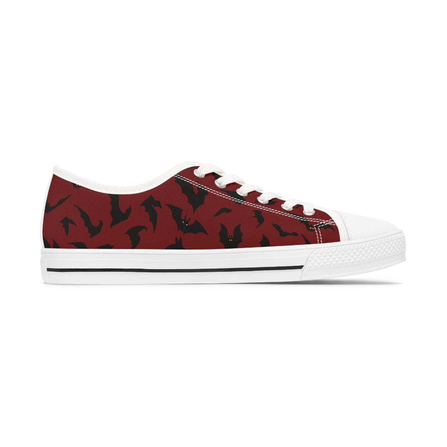 Women's Bat Sneakers RED, Halloween Goth Shoes, Low Top Sneaker, Cute Womens Shoes, Animal Print Sneaks