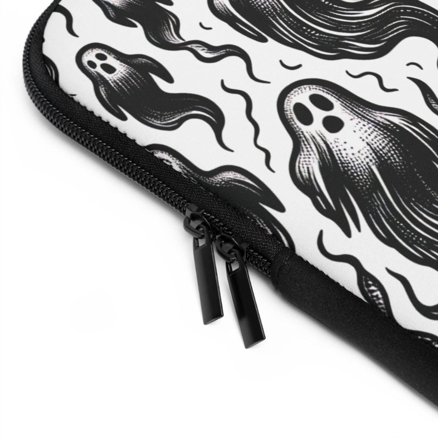 Spooky Goth Ghosts Laptop Sleeve, Haunted Gothic Computer Case, Halloween Macbook Cover, Creepy Skeleton Tablet Pouch, Witchy Tech