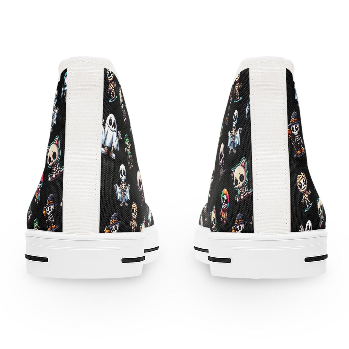 Creepy Little Friends Women's High Top Sneakers, Unique Horror Shoes, Spooky Design Sneakers, Halloween Sneakers, Goth High Tops