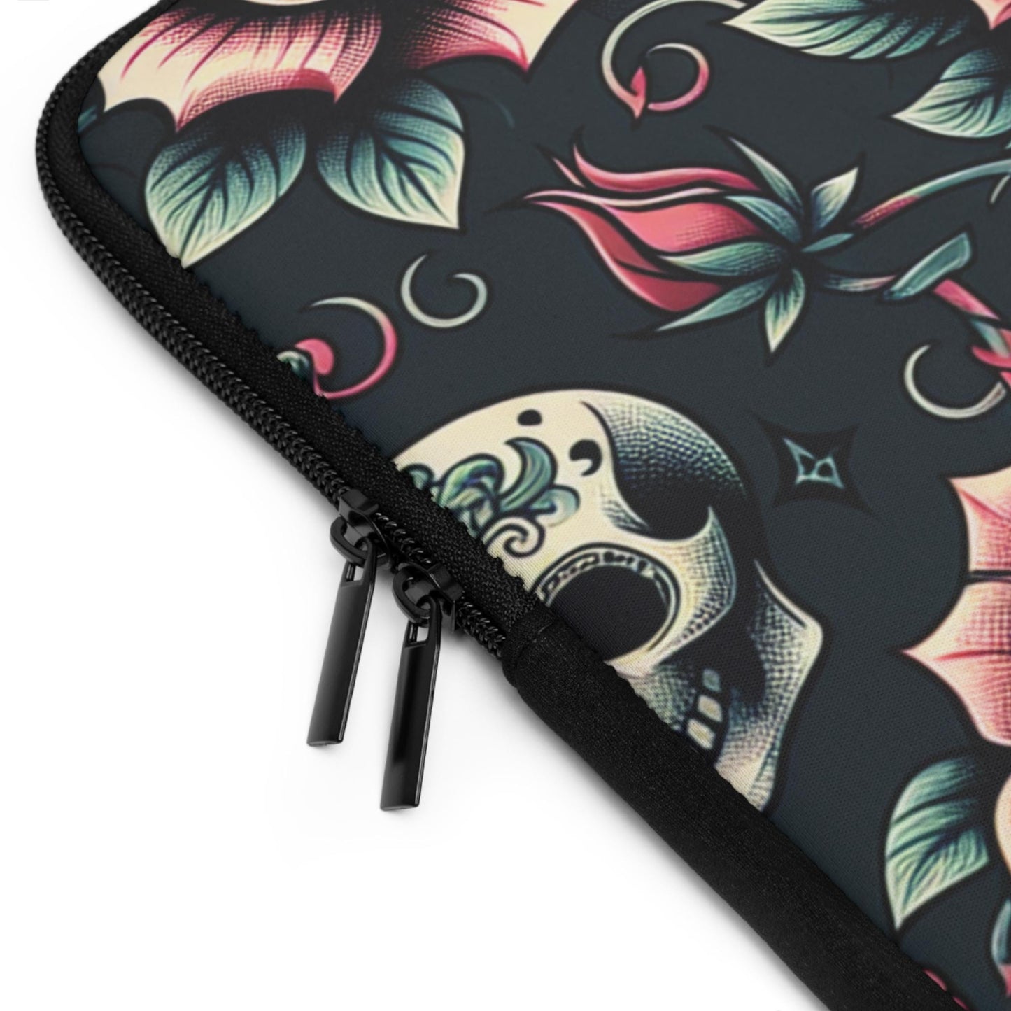 Gothic Laptop Sleeve, Skulls and Roses Design, Protective Sleeve, Tech Accessories, Gift for Him, Gift for Her, Halloween Laptop Case,