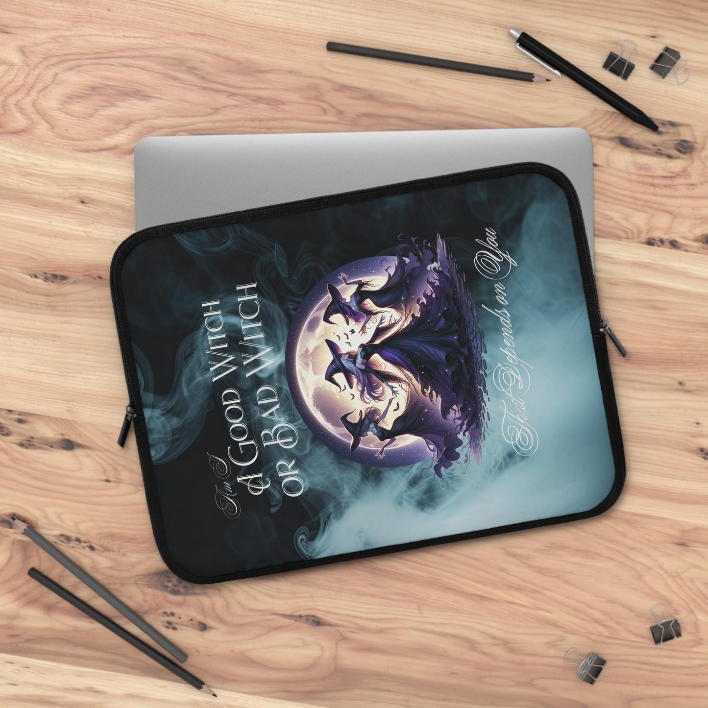 Witch Laptop Sleeve, Good Witch Bad Witch Design, Halloween Witch Gift, Witchy Tech Accessories, Wiccan Laptop Cover, Pagan Protective Case