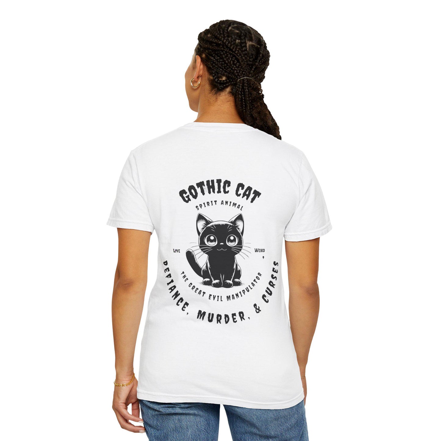 Gothic Cat T-shirt, Dark Cat Tee, Witchy Kitty Shirt, Halloween Top, Alternative Fashion