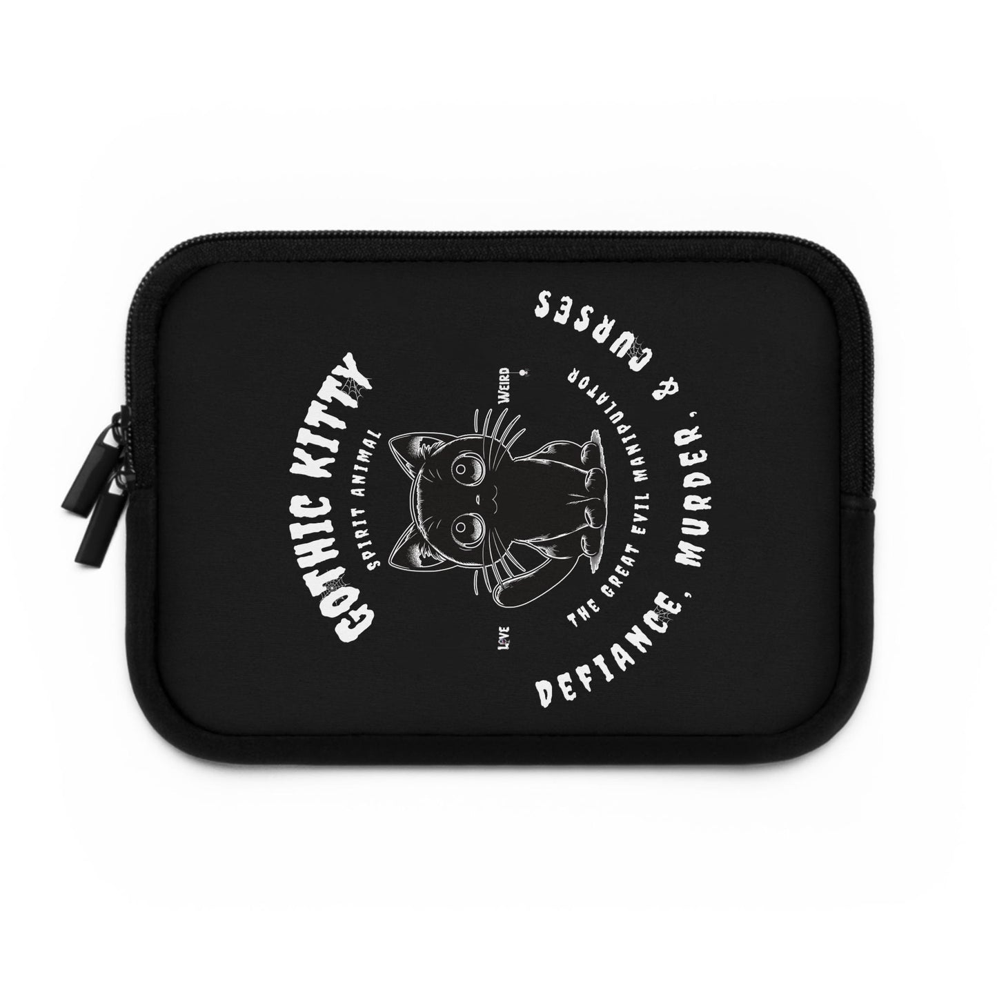 Gothic Cat Laptop Sleeve, Protective Computer Cover, Witchy Cat Macbook Case, Dark Kitty Tablet Pouch, Spooky Feline Tech Bag