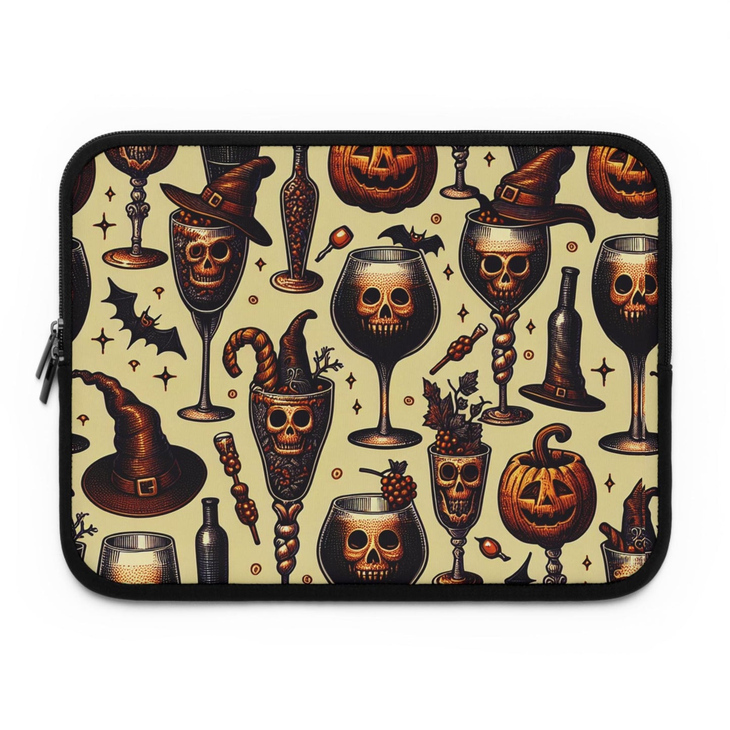 Creepy Wine Glasses Laptop Sleeve, Protective Case, Neoprene Cover, Spooky Computer Bag, Halloween Tech Accessory