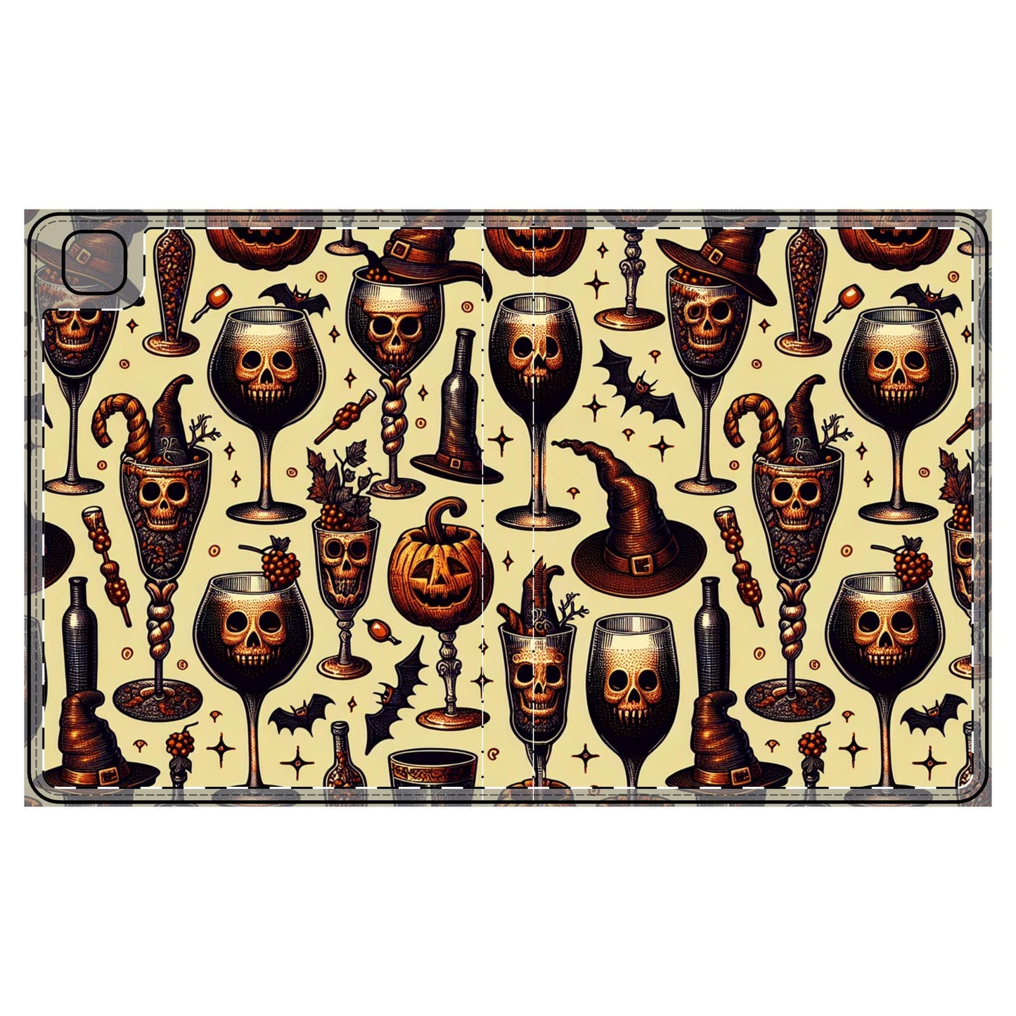 Halloween Tablet Folio Case, Spooky Wine Glasses, Halloween Gift, Tablet Sleeve, iPad Cover, Halloween Accessories, Ghost Tablet Case
