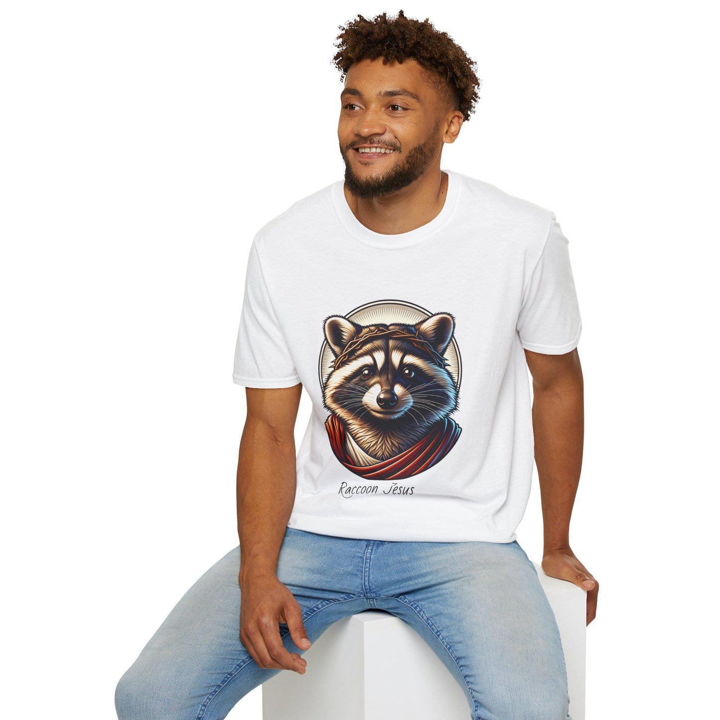 Raccoon Jesus Unisex T-Shirt, Christian Graphic Tee, Religious Gift, Jesus Lover Shirt,