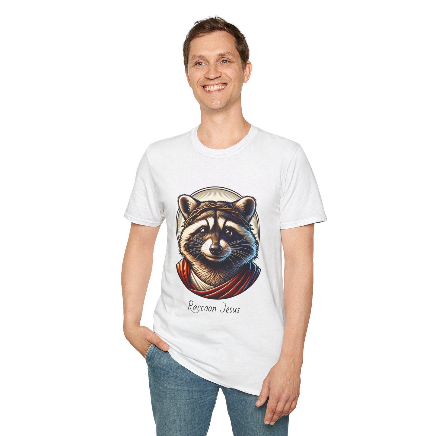 Raccoon Jesus Unisex T-Shirt, Christian Graphic Tee, Religious Gift, Jesus Lover Shirt,