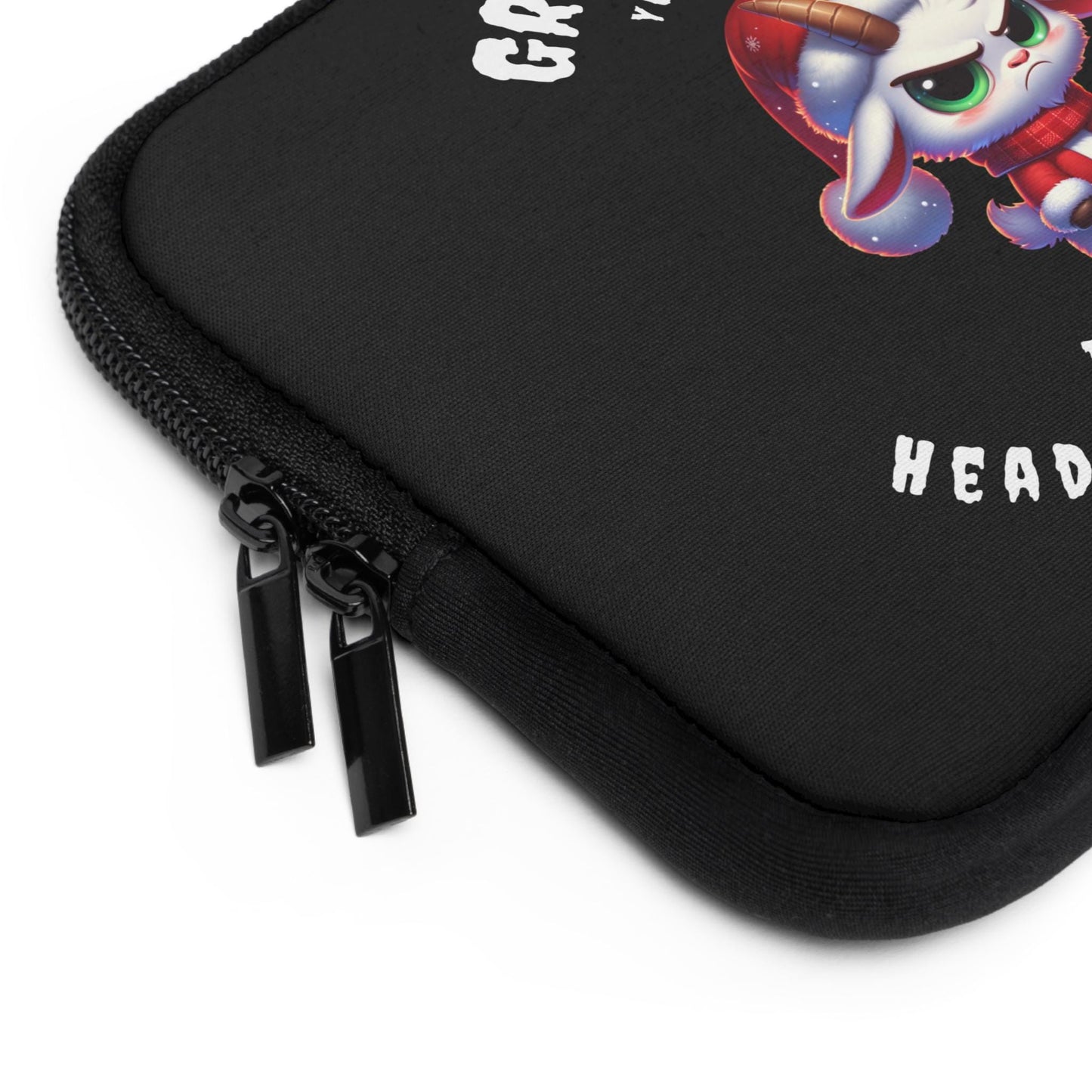 Grumpy Holiday Goat Laptop Sleeve, Christmas Gift, Funny Animal Computer Cover, Winter Season Tech Accessories, Farmhouse Decor, Office