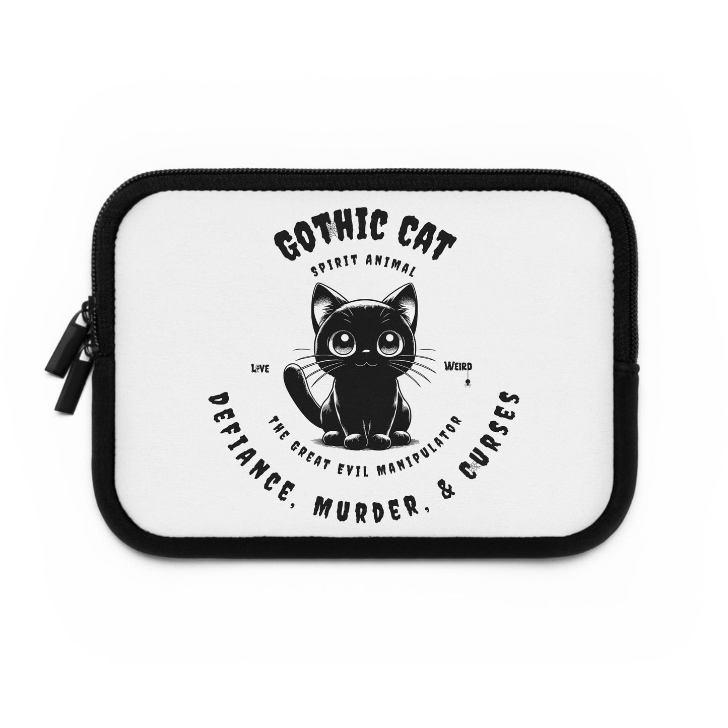 Gothic Cat Laptop Sleeve, Alternative Gothic Laptop Case, Witchy Cat Tablet Cover, Spooky Feline Macbook Sleeve, Halloween Cat Computer Bag