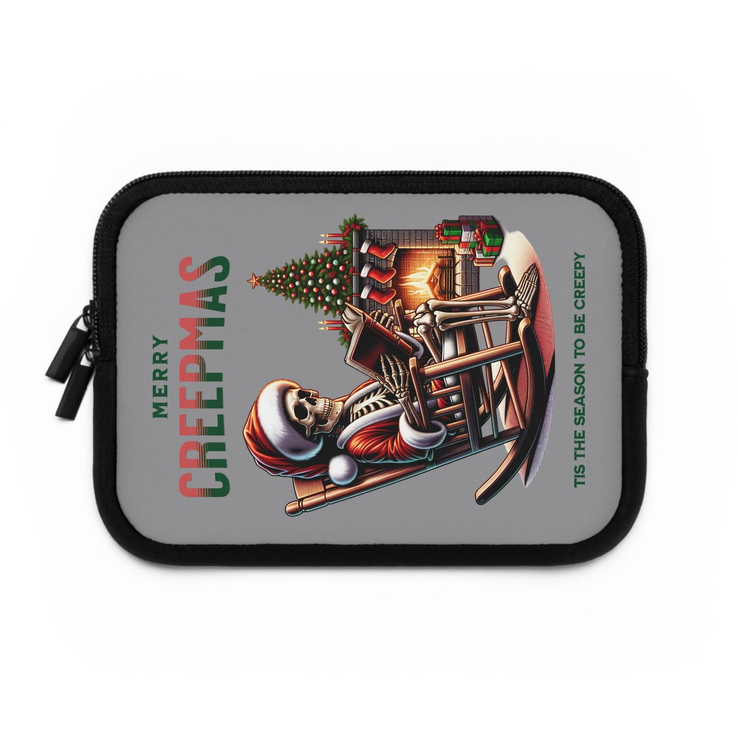 Creepy Christmas Laptop Sleeve, Merry Holidays Tech Case, Festive Xmas Computer Cover, Spooky Winter Gift, Haunted Santa Tablet Pouch