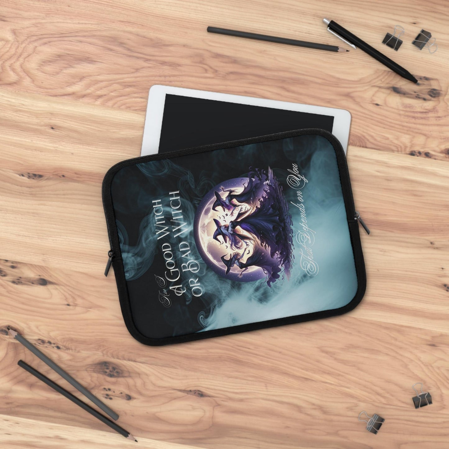 Witch Laptop Sleeve, Good Witch Bad Witch Design, Halloween Witch Gift, Witchy Tech Accessories, Wiccan Laptop Cover, Pagan Protective Case