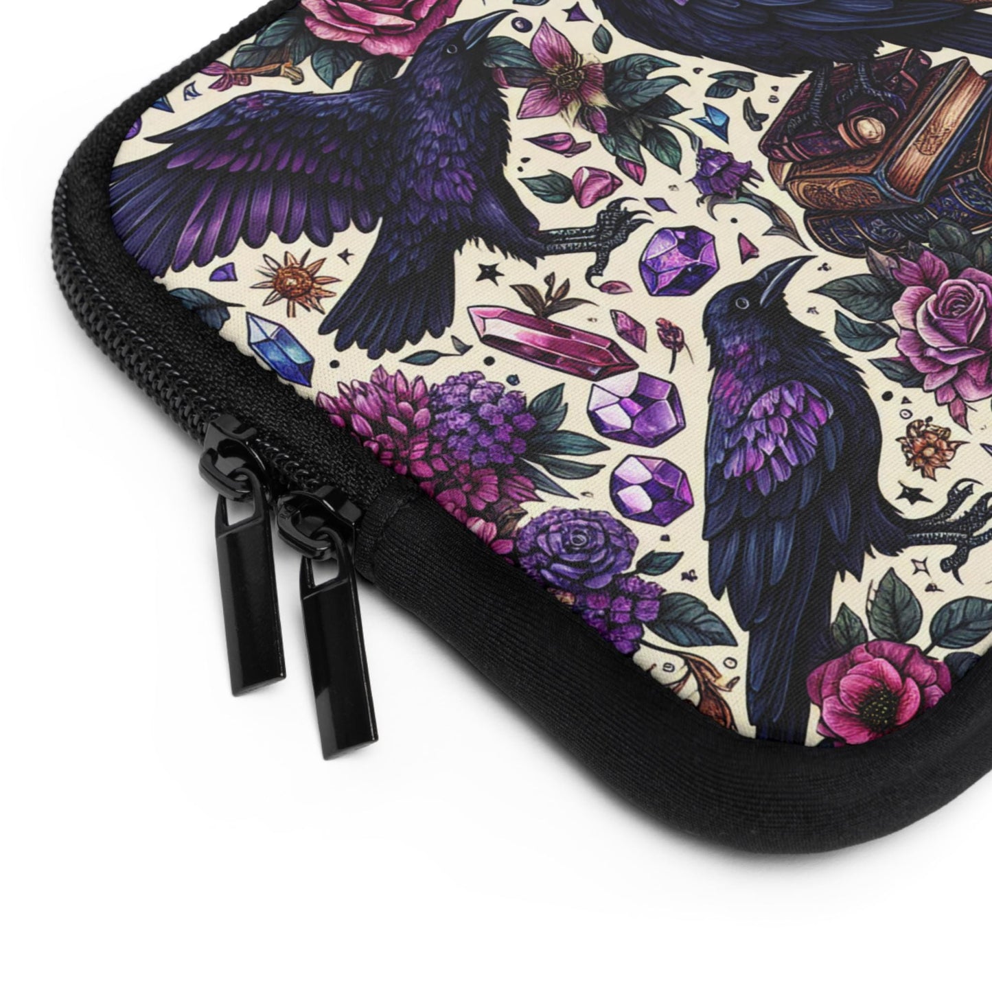 Ravens and Books Laptop Sleeve, Gothic Raven Design, Romantic Gift for Book Lovers, Protective Case, Tablet Cover, MacBook Pro Sleeve,