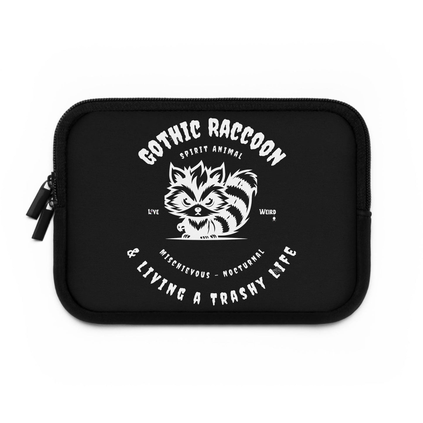 Dark Gothic Raccoon Laptop Sleeve, Tech Cover, Alternative Style Tablet Case, Trendy Computer Bag, Unique Gift for Goth Friends, Emo