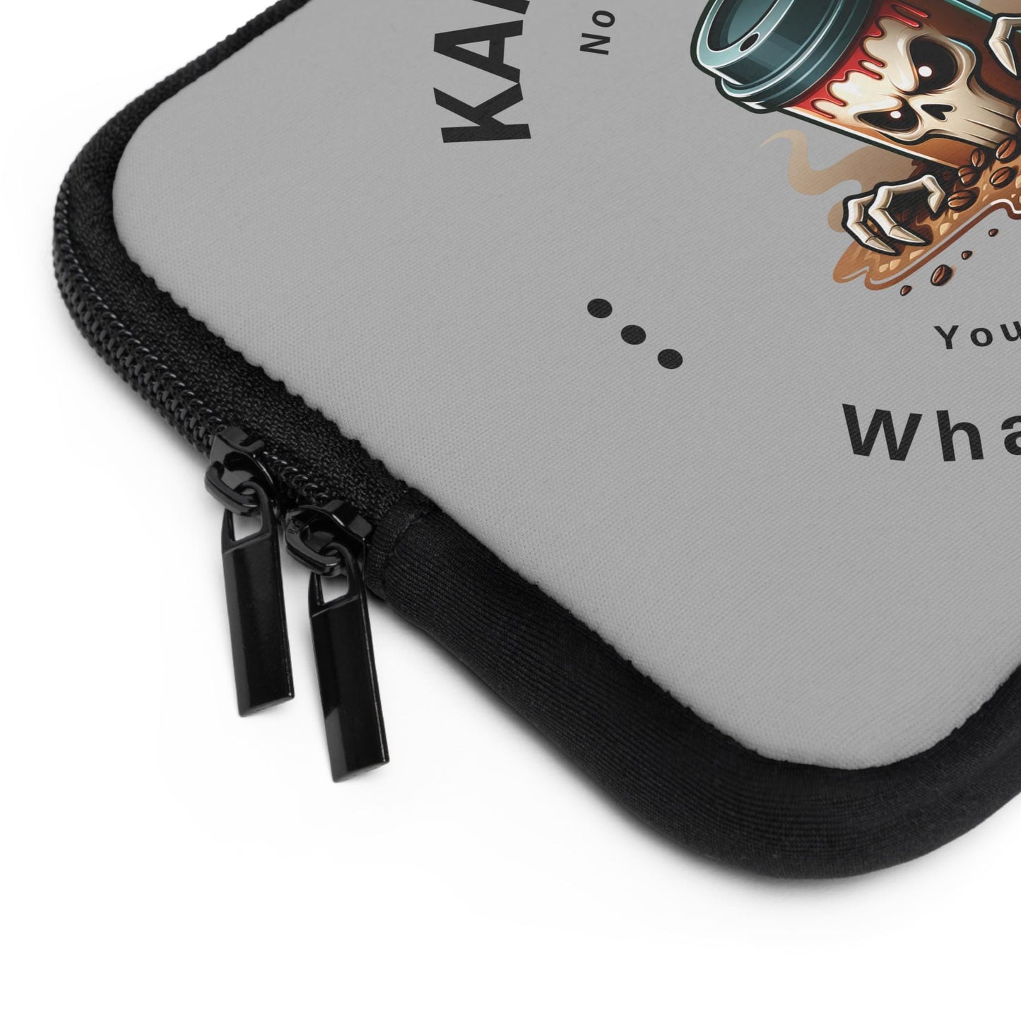 Karma Cafe Laptop Sleeve, Personalized Laptop Case, Positive Vibes Tech Cover, Karma Yoga Gift, Inspirational Quote Computer Sleeve