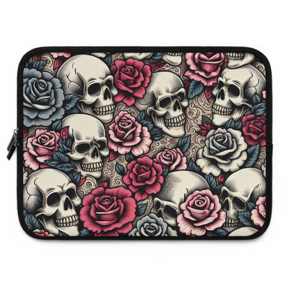 Edgy Skull & Rose Laptop Sleeve – Stylish Protection for Your Tech
