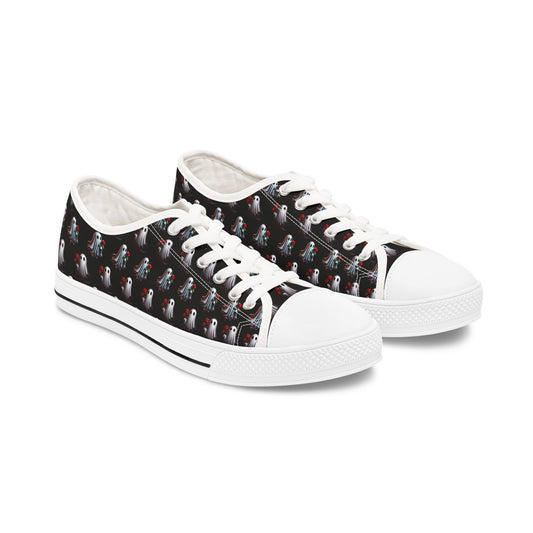Ghost Friends High Tops, Spooky Romantic Sneakers, Women's Halloween Shoes, Cute Gothic Footwear, Haunted Love Sneakers