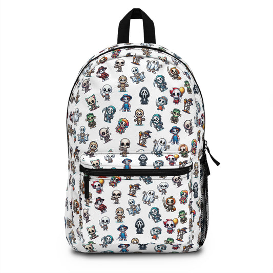 Cute Creepy Skeleton Little Skeleton Friends Dressed as Slashers and other fun Halloween costumes, Backpack, Purse, Bag, Travel Bag