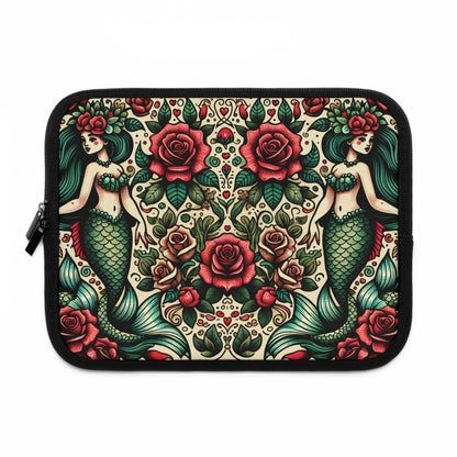 Mermaid Laptop Sleeve, Ocean Design Tech Case, Floral Computer Bag, Sea Lover Gift, Nautical Tablet Cover, Underwater Theme Accessory