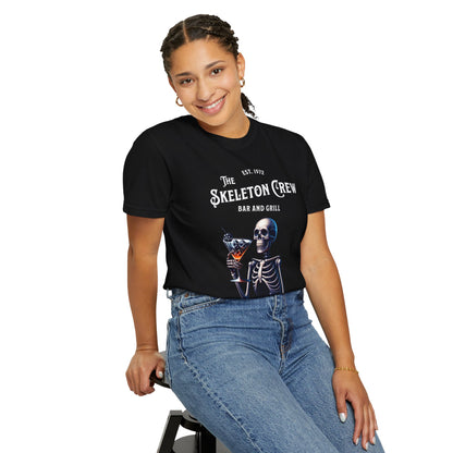Skeleton Crew Unisex Garment-Dyed T-shirt, Funny, Dark Humor Tee, Trendy Graphic Top