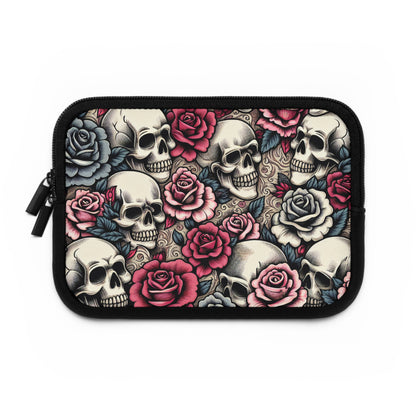 Edgy Skull & Rose Laptop Sleeve – Stylish Protection for Your Tech