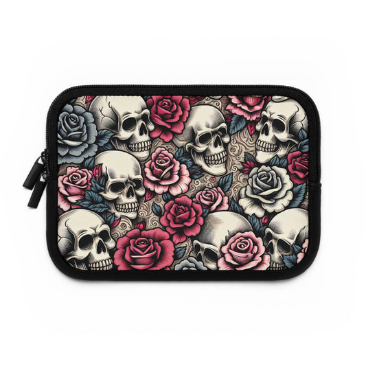 Edgy Skull & Rose Laptop Sleeve – Stylish Protection for Your Tech