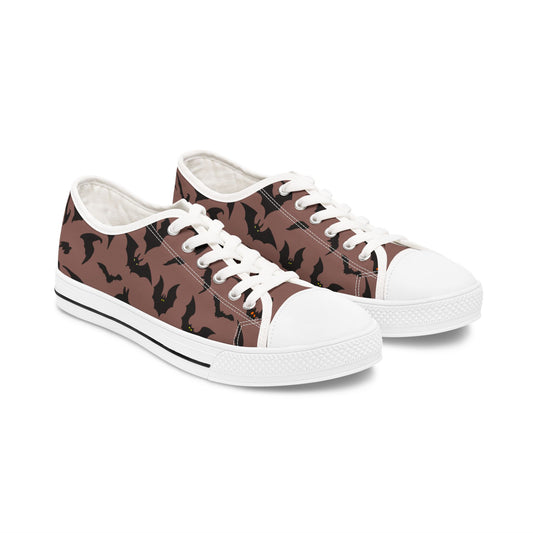 Women's Bat Sneakers PINK, Halloween Goth Shoes, Low Top Sneaker, Cute Womens Shoes, Animal Print Sneaks