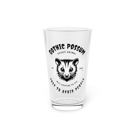 Gothic Possum Pint Glass, Fun Gift for Animal Lovers, Unique Drinkware for Parties, Perfect for Halloween, or Everyday Use