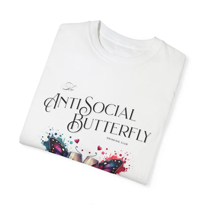 The AntiSocial Butterfly Drinking Club - Unisex Garment-Dyed T-shirt