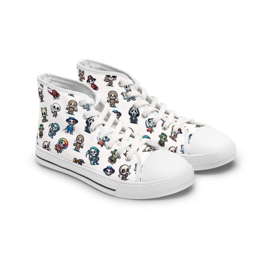 Halloween Sneakers, Skeleton Friends Dressed as Creepy Creepers and Slashers, Spooky Footwear, Trick or Treat Shoes, Creepy Costume Runners