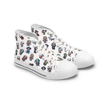 Halloween Sneakers, Skeleton Friends Dressed as Creepy Creepers and Slashers, Spooky Footwear, Trick or Treat Shoes, Creepy Costume Runners