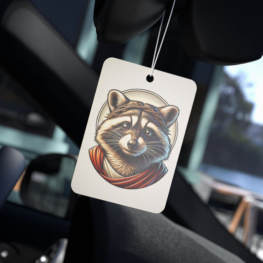 Car Air Freshener - Raccoon Jesus Blessing Design