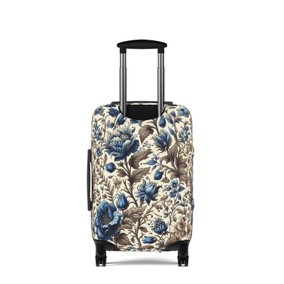 Luggage Cover, Blue and White Floral Design, Suitcase Protector, Travel Accessory, Luggage Sleeve, Floral Print, Gift for Traveler