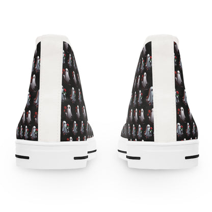 Ghost Friends High Tops, Spooky Romantic Sneakers, Women's Halloween Shoes, Cute Gothic Footwear, Haunted Love Sneakers