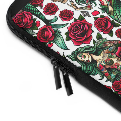Mermaid Laptop Sleeve, Ocean Design Tech Case, Floral Computer Bag, Sea Lover Gift, Nautical Tablet Cover, Underwater Theme Accessory