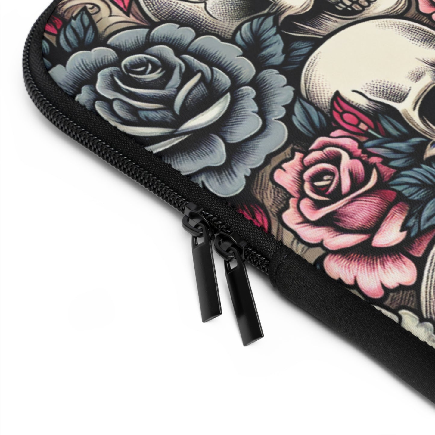 Edgy Skull & Rose Laptop Sleeve – Stylish Protection for Your Tech