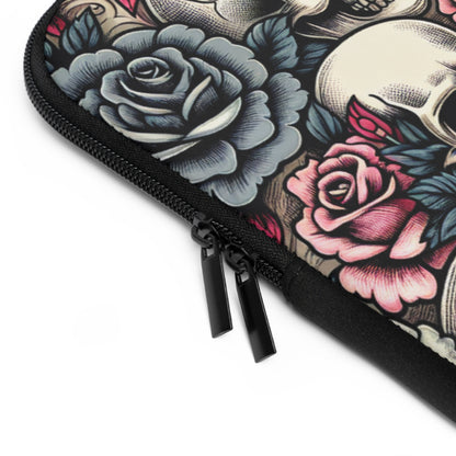 Edgy Skull & Rose Laptop Sleeve – Stylish Protection for Your Tech