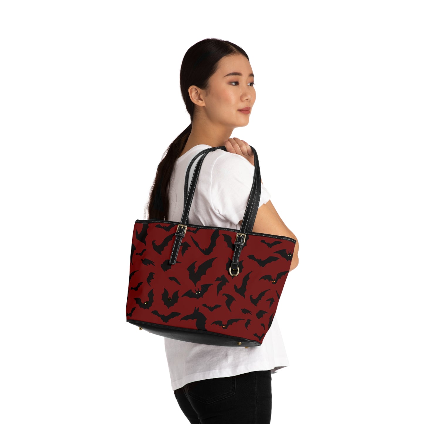 Red Bat Gothic Shoulder Bag, Spooky Purse for Halloween, PU Leather Crossbody Bag, Witchy Handbag, Gothic Accessories, Vampire Gift