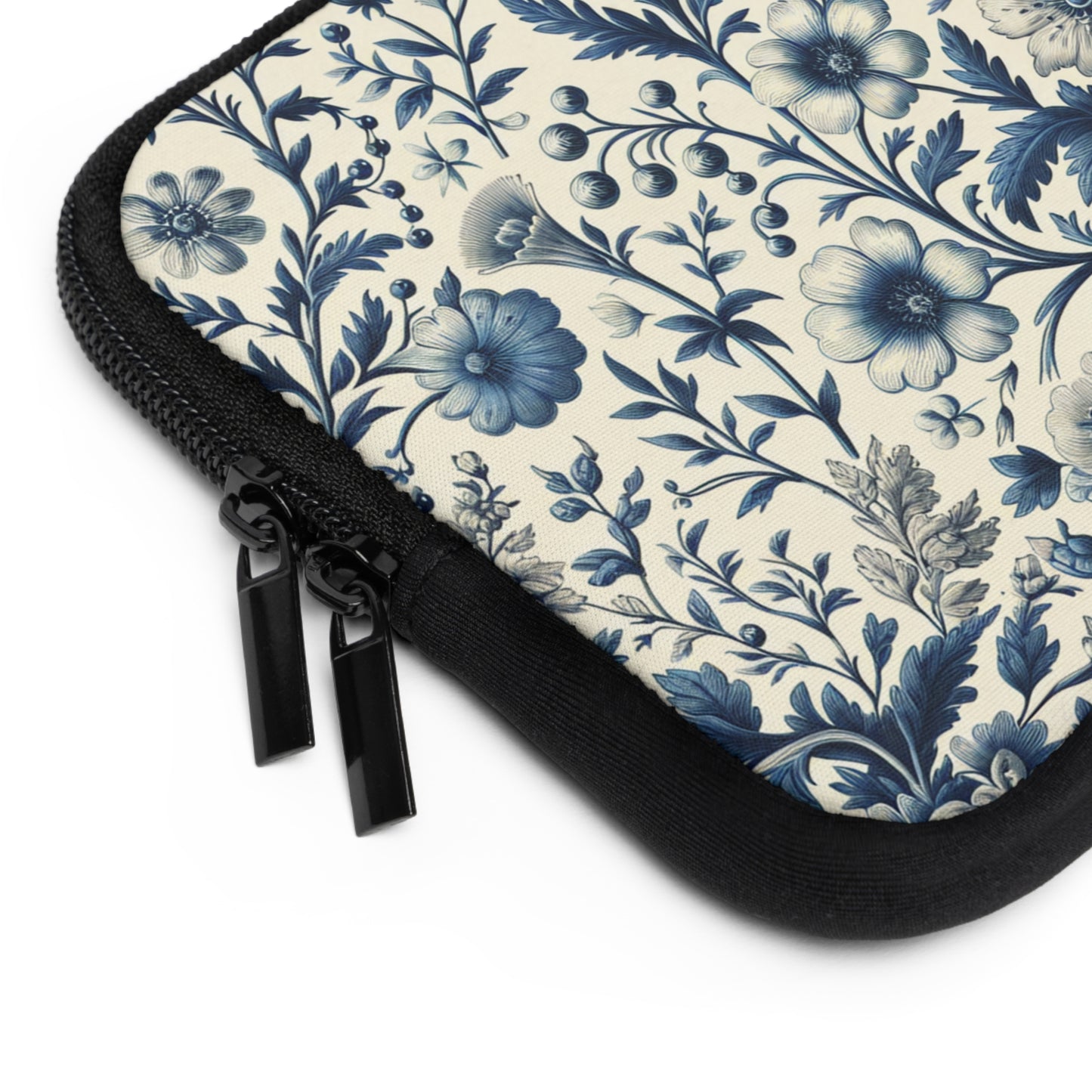 Laptop Sleeve - Blue and White Flowers, Floral Laptop Case, Botanical Computer Cover, Nature Inspired Tech Sleeve, Feminine Macbook Pro Bag