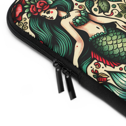 Mermaid Laptop Sleeve, Ocean Design Tech Case, Floral Computer Bag, Sea Lover Gift, Nautical Tablet Cover, Underwater Theme Accessory