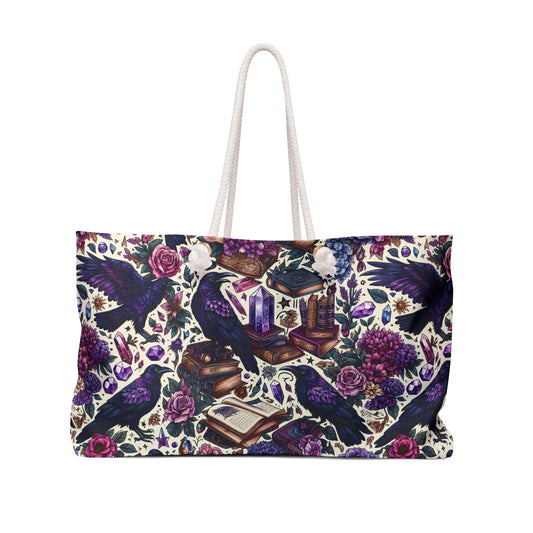 Weekender Bag - Romantic Ravens, Gothic Travel Tote, Bird Lover Overnight Bag, Halloween Carry-On, Boho Chic Duffle, Gothic Crow Luggage