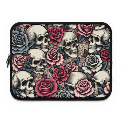 Edgy Skull & Rose Laptop Sleeve – Stylish Protection for Your Tech