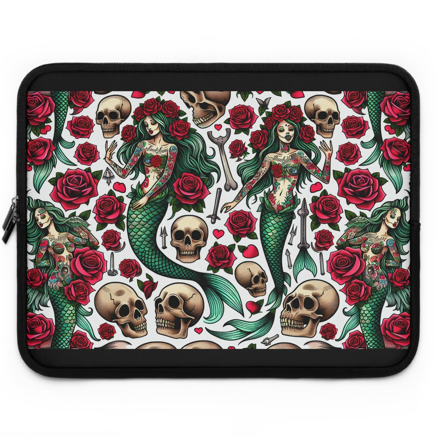 Mermaid Laptop Sleeve, Ocean Design Tech Case, Floral Computer Bag, Sea Lover Gift, Nautical Tablet Cover, Underwater Theme Accessory
