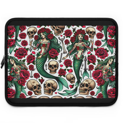 Mermaid Laptop Sleeve, Ocean Design Tech Case, Floral Computer Bag, Sea Lover Gift, Nautical Tablet Cover, Underwater Theme Accessory