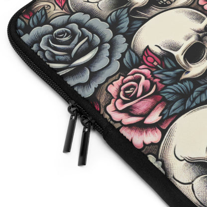 Edgy Skull & Rose Laptop Sleeve – Stylish Protection for Your Tech