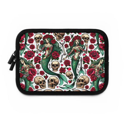 Mermaid Laptop Sleeve, Ocean Design Tech Case, Floral Computer Bag, Sea Lover Gift, Nautical Tablet Cover, Underwater Theme Accessory