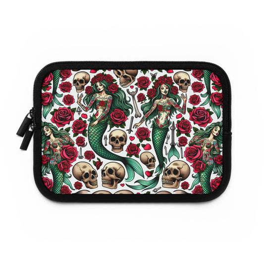 Mermaid Laptop Sleeve, Ocean Design Tech Case, Floral Computer Bag, Sea Lover Gift, Nautical Tablet Cover, Underwater Theme Accessory