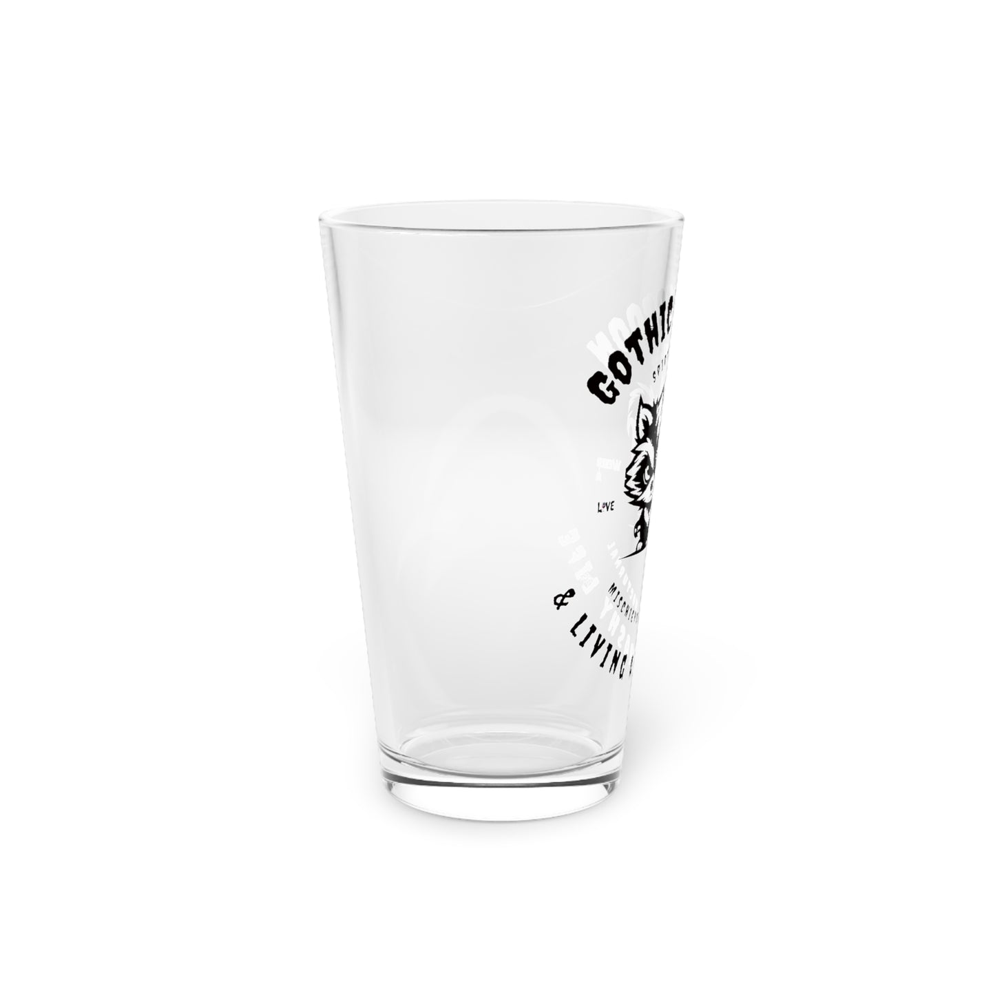 Gothic Raccoon Pint Glass, Fun Gift for Animal Lovers, Unique Drinkware for Parties, Perfect for Halloween, or Everyday Use